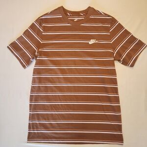 Nike Men's Short Sleeve Brown and White Striped Tee